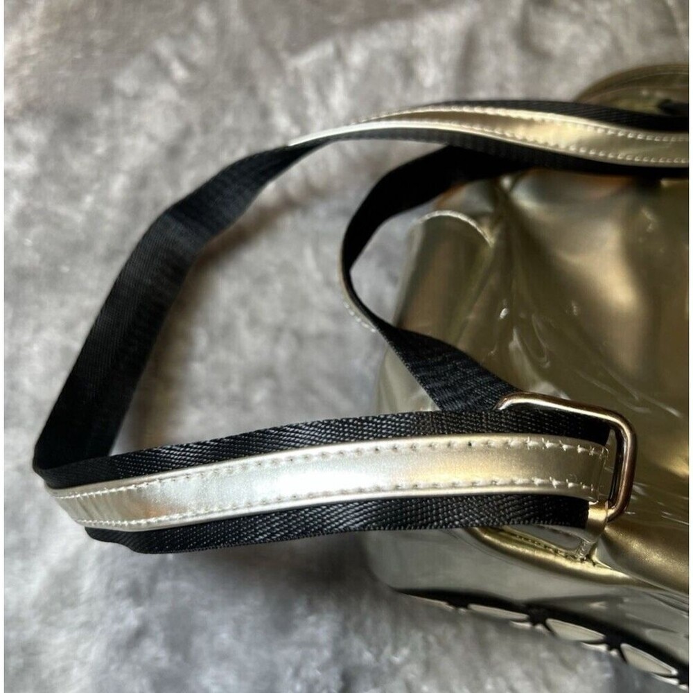 Sondra Roberts Squared Silver Metallic Geometric Pattern Mini Backpack Bag - Picture 5 of 15
